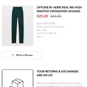 Aerie Offline Leggings in Deep Forest Green: Size XXL